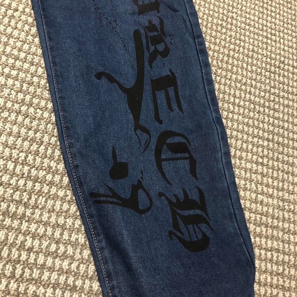 Sick Rare vintage 90s baggy Japanese denim jeans with unique painted design - Picture 8 of 8